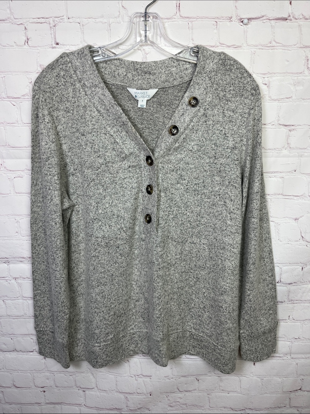 Market & Spruce Long Sleeve V Neck Henley Top Size M